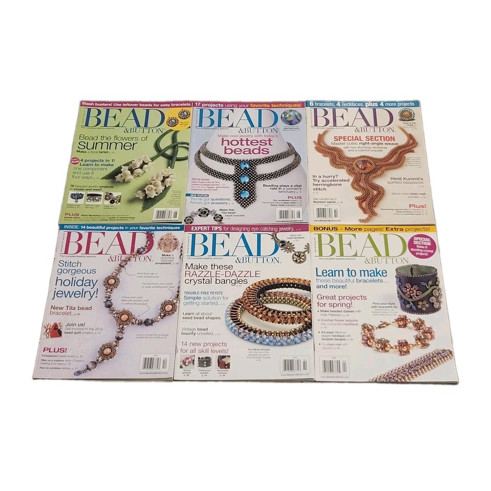 Bead and Button Magazine Lot of 6 2011-2012 Jewelry Making Beading Craft